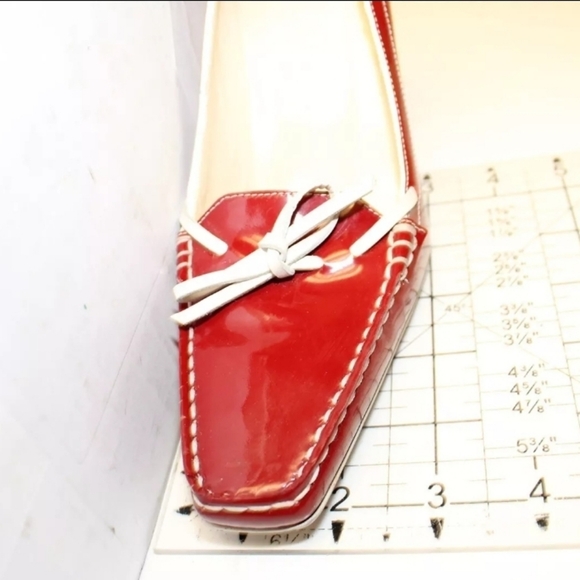 Tod's Womens Leather Square Toe Italy High Heeled Boat Shoes red 6 - Picture 9 of 16